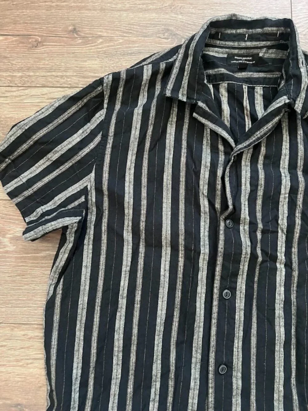 Banana Republic Linen Blend Striped Short Sleeve Shirt Size Large